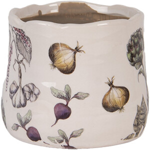 Clayre & Eef 6CETKG0001XS Vaso da fiori in ceramica beige Ø 11x10 cm Stile country