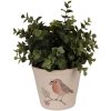 Clayre & Eef 6CEVGP0001S Vaso da fiori in stile country motivo uccello Beige Ø12x11 cm