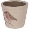 Clayre & Eef 6CEVGP0001S Vaso da fiori in stile country motivo uccello Beige Ø12x11 cm