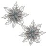 Clayre & Eef Decorazione Natalizia Fiore Set da 2 Argento Ø 15 cm Plastica