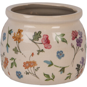 Clayre & Eef Vaso in ceramica beige floreale...
