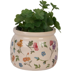 Clayre & Eef Vaso in ceramica beige floreale...