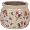 Clayre & Eef Vaso in ceramica beige floreale Ø12x10 cm stile rustico
