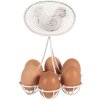 Portauova in ferro Clayre & Eef 6Y5774 Bianco Ø 15x22 cm stile rustico con gallina