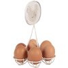Portauova in ferro Clayre & Eef 6Y5774 Bianco Ø 15x22 cm stile rustico con gallina