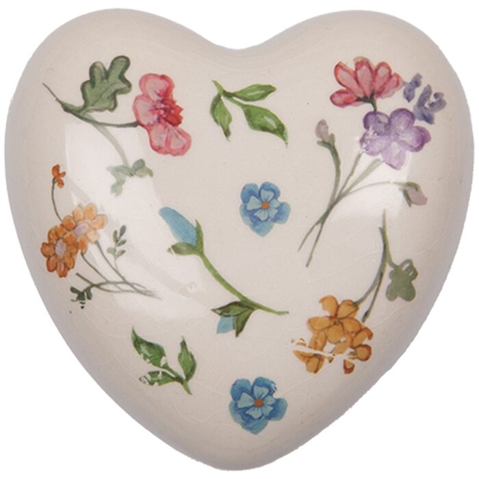 Clayre & Eef 6CECFL0003 Cuore in ceramica beige 12x12x4cm stile rustico