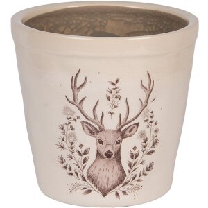 Vaso per fiori decorativo Clayre & Eef 6CEGTW0001M con motivo cervo Ø 15x14 cm