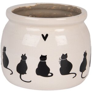 Clayre & Eef Vaso per piante motivo gatto beige nero...
