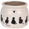 Clayre & Eef Vaso per piante motivo gatto beige nero 12x10 cm ceramica stile rustico