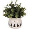 Clayre & Eef Vaso per piante motivo gatto beige nero 12x10 cm ceramica stile rustico