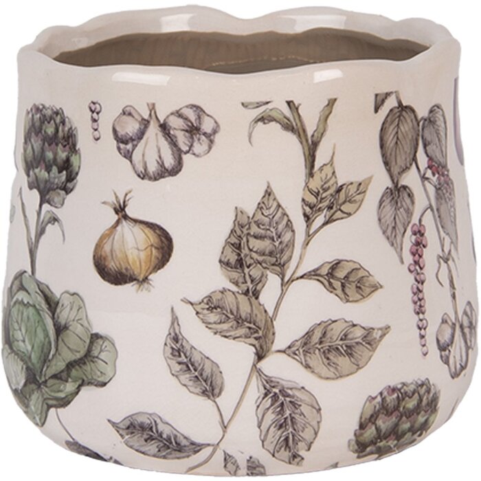 Vaso per fiori Clayre & Eef 6CETKG0001S Beige Ø14x12 cm Stile rustico Ceramica