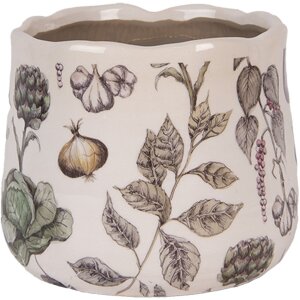 Vaso per fiori Clayre & Eef 6CETKG0001S Beige Ø14x12 cm Stile rustico Ceramica
