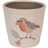 Clayre & Eef Vaso fiori Ø15x14cm Beige motivo uccelli stile rustico ceramica