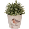 Clayre & Eef Vaso fiori Ø15x14cm Beige motivo uccelli stile rustico ceramica