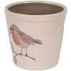 Clayre & Eef Vaso fiori Ø15x14cm Beige motivo uccelli stile rustico ceramica