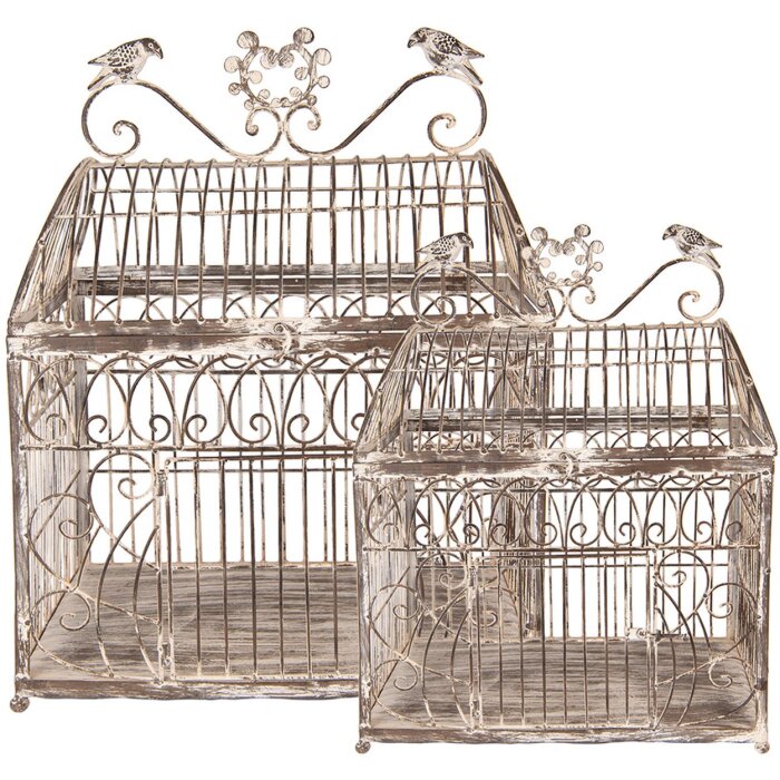 Clayre & Eef Gabbie decorative a coppia Marrone-Beige Metallo Antik 56cm 41cm