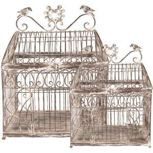 Clayre & Eef Gabbie decorative a coppia Marrone-Beige Metallo Antik 56cm 41cm