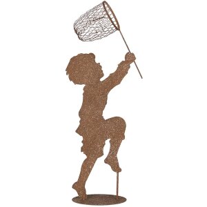 Clayre & Eef Statuetta bambino in metallo effetto ruggine 33x13x88 cm