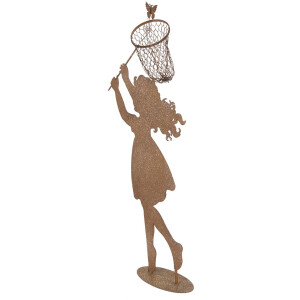 Clayre & Eef Statuetta metallo Bambino con Retino Marrone 39x13x87 cm