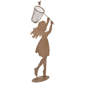 Clayre & Eef Statuetta metallo Bambino con Retino Marrone 39x13x87 cm