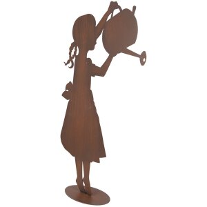 Statuina decorativa bambina con annaffiatoio in stile rustico Clayre & Eef 36x12x62 cm
