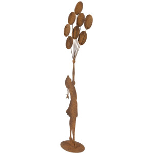 Clayre & Eef Figura decorativa bambino con palloncini metallo effetto ruggine 80 cm