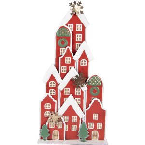 Clayre & Eef 5Y1379 Decorazione case Natale Rosso 28x8x56cm Metallo Stile rustico