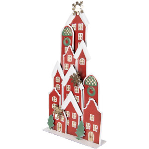 Clayre & Eef 5Y1379 Decorazione case Natale Rosso 28x8x56cm Metallo Stile rustico