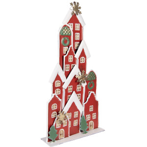 Clayre & Eef 5Y1379 Decorazione case Natale Rosso 28x8x56cm Metallo Stile rustico