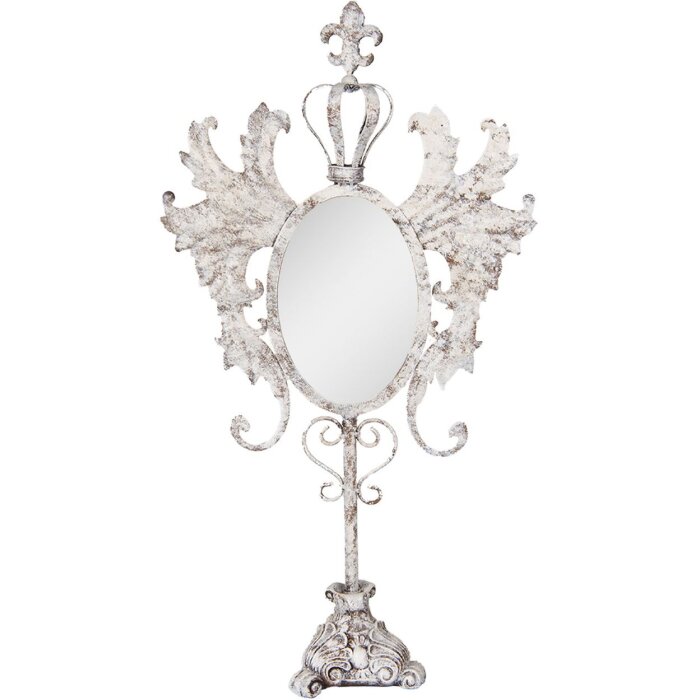 Clayre & Eef 62S331 Specchio da tavolo Barocco Antico Bianco 37x14x68 cm