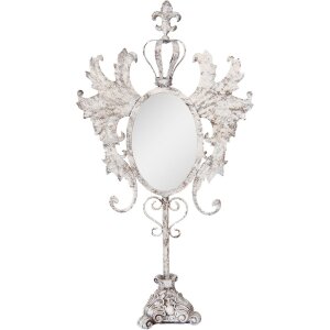 Clayre & Eef 62S331 Specchio da tavolo Barocco Antico Bianco 37x14x68 cm