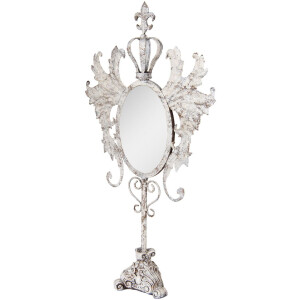 Clayre & Eef 62S331 Specchio da tavolo Barocco Antico Bianco 37x14x68 cm