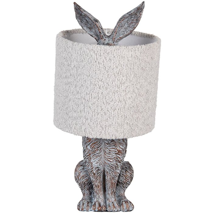 Lampada da tavolo Coniglio in Polyresin Clayre & Eef Marrone-Grigio Ø 20x43 cm