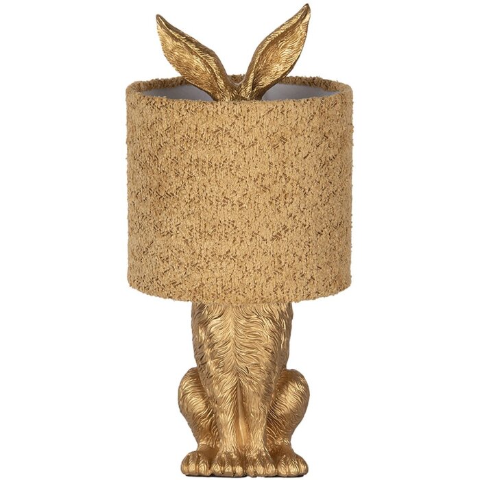 Lampada da tavolo Clayre & Eef Coniglio con paralume giallo E27 Ø 20x43 cm