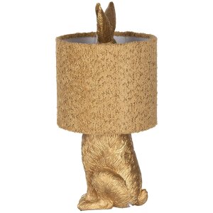 Lampada da tavolo Clayre & Eef Coniglio con paralume giallo E27 Ø 20x43 cm