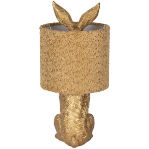 Lampada da tavolo Clayre & Eef Coniglio con paralume giallo E27 Ø 20x43 cm