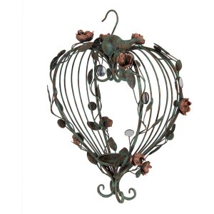 Clayre & Eef 5Y1341 Portacandele a Sospensione a Forma di Cuore in Metallo Verde e Rosa 43x22x60 cm
