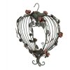 Clayre & Eef 5Y1341 Portacandele a Sospensione a Forma di Cuore in Metallo Verde e Rosa 43x22x60 cm