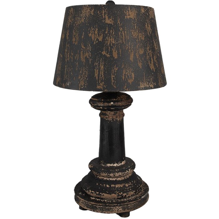 Clayre & Eef Lampada da tavolo Ø35x64 cm nero marrone legno ferro E27 60W vintage