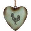 Clayre & Eef Decorazione a sospensione cuore gallo Vintage-Verde 14x5x14 cm metallo