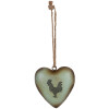 Clayre & Eef Decorazione a sospensione cuore gallo Vintage-Verde 14x5x14 cm metallo
