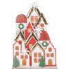 Clayre & Eef Decorazione natalizia case in metallo bianco rosso oro 30x8x46 cm