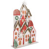 Clayre & Eef Decorazione natalizia case in metallo bianco rosso oro 30x8x46 cm
