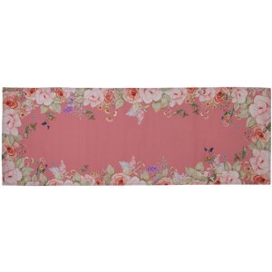 Clayre & Eef FFA64P Camino floreale rosa 50x140 cm cotone uccelli