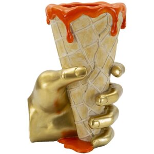 Mauro Ferretti Vaso a forma di cono dorato e arancione 18x16x26 cm