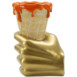 Mauro Ferretti Vaso a forma di cono dorato e arancione 18x16x26 cm