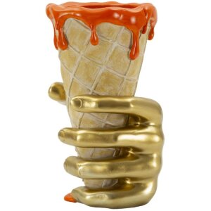 Mauro Ferretti Vaso a forma di cono dorato e arancione 18x16x26 cm