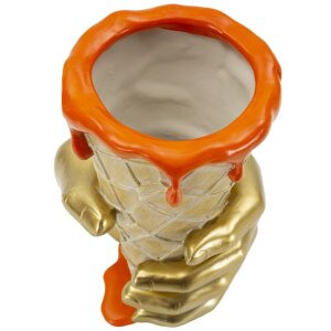 Mauro Ferretti Vaso a forma di cono dorato e arancione 18x16x26 cm