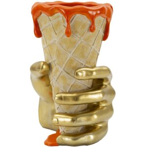 Mauro Ferretti Vaso a forma di cono dorato e arancione 18x16x26 cm