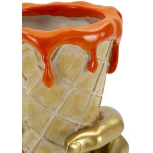 Mauro Ferretti Vaso a forma di cono dorato e arancione 18x16x26 cm